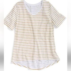 Cotton -Blend Striped Elbow Sleeve Tee